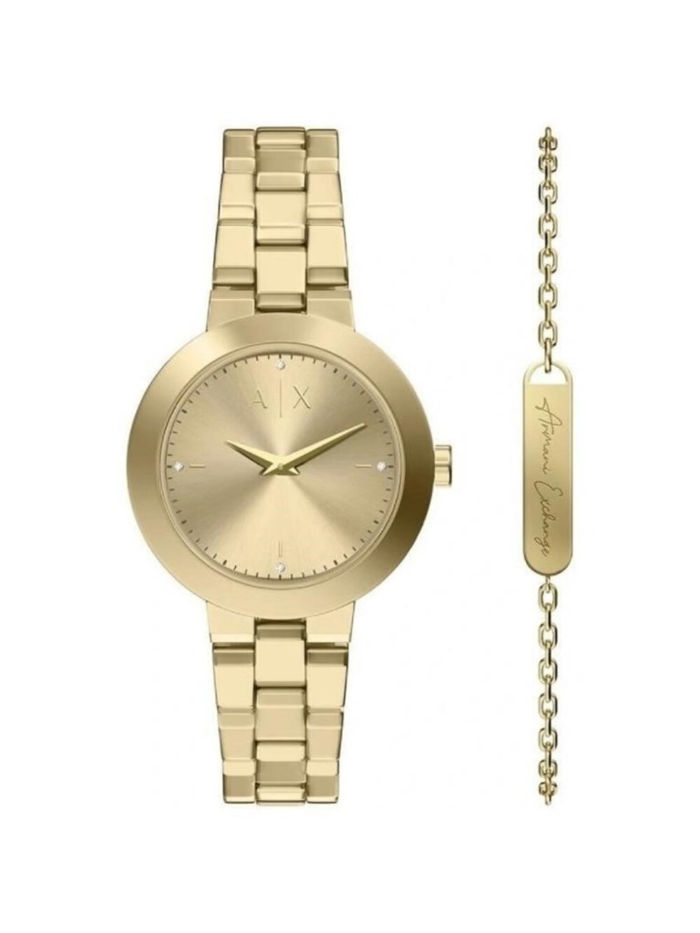 NWT Armani Exchange Quartz Gold Dial Ladies Watch with Bracelet